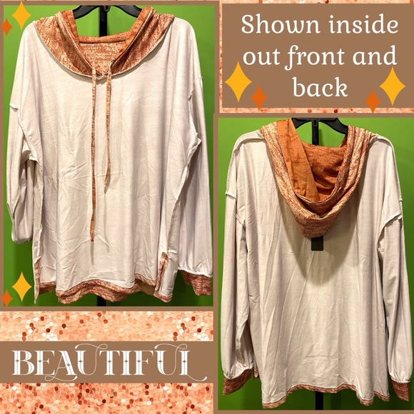 3X NWT HOODED TUNIC KNIT-PRINT IN ORANGE-RED  “ROC” & ROLL LILY BY FIRMIANA - Picture 9 of 12